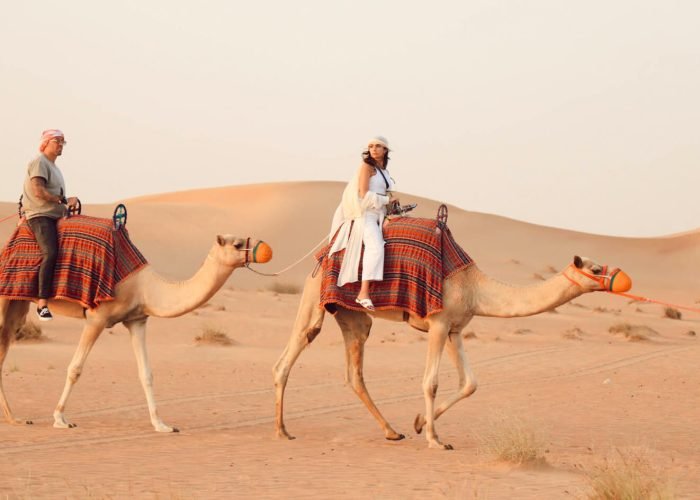 Une Superbe Photo De Touristes Chevauchant Des Chameaux Lors Dun Safari A Hourghada